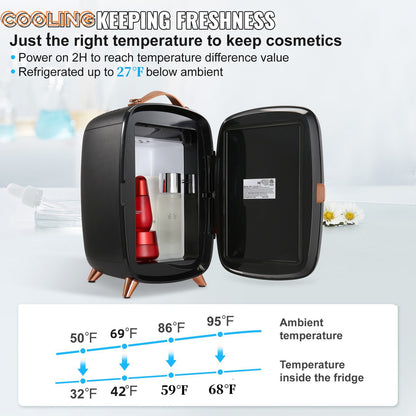 Mini Skincare Fridge with LED Mirror